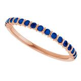 14K Gold Round Natural Blue Sapphire Bar Channel-Set Anniversary Band - Rose Gold - view 5