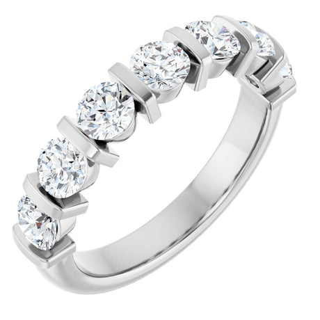 10K Gold Round Natural Diamond Bar Channel-Set Anniversary Band – 3/4–1 1/2 CTW - White Gold