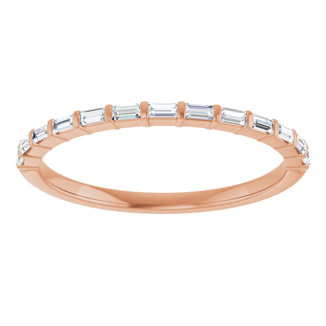 14K Gold Straight Baguette Lab-Grown Diamond Bar Channel-Set Anniversary Band – 2x1 mm Stones - Rose Gold - view 3