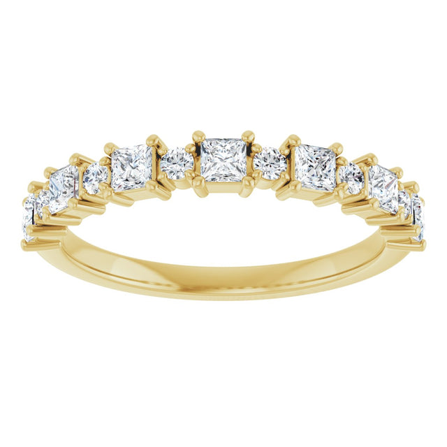 14K Gold Square Natural Diamond Anniversary Band – 1/2–1 1/3 CTW - Yellow Gold - view 3