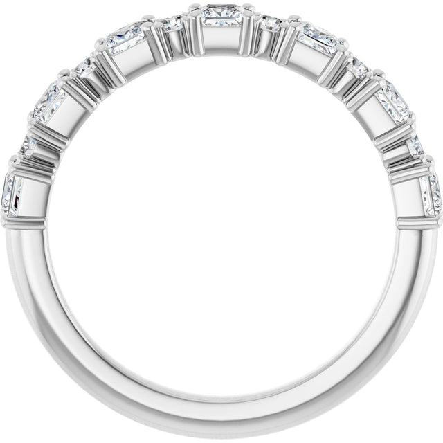 14K Gold Square Natural Diamond Anniversary Band – 1/2–1 1/3 CTW - White Gold - view 2