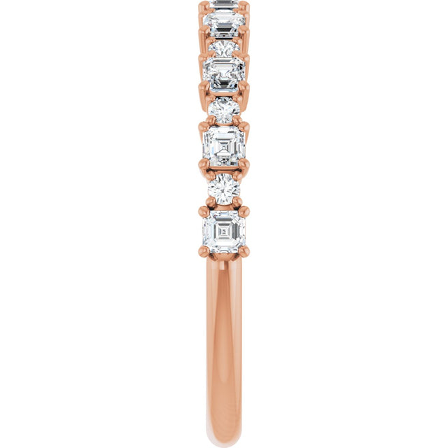 14K Gold Asscher Natural Diamond Anniversary Band – 1/2–1 1/3 CTW - Rose Gold - view 4