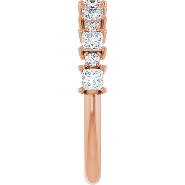14K Gold Square Natural Diamond Anniversary Band – 1/2–1 1/3 CTW - Rose Gold - view 4
