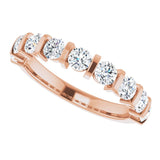 10K Gold Round Natural Diamond Bar Channel-Set Anniversary Band – 3/4–1 1/2 CTW - Rose Gold - view 5