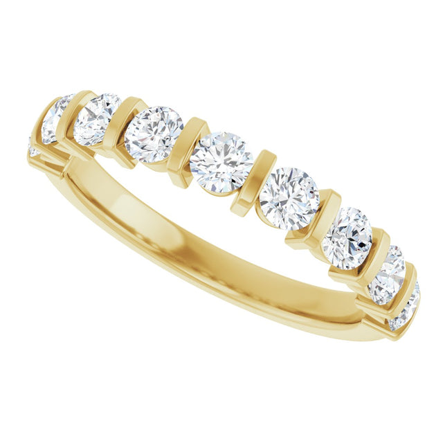 10K Gold Round Natural Diamond Bar Channel-Set Anniversary Band – 3/4–1 1/2 CTW - Yellow Gold - view 5