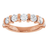 10K Gold Round Natural Diamond Bar Channel-Set Anniversary Band – 3/4–1 1/2 CTW - Rose Gold - view 3