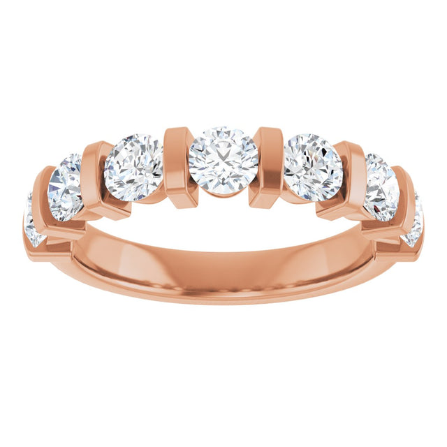 10K Gold Round Lab-Grown Diamond Bar Channel-Set Anniversary Band – 9/10–1 1/3 CTW - Rose Gold - view 3