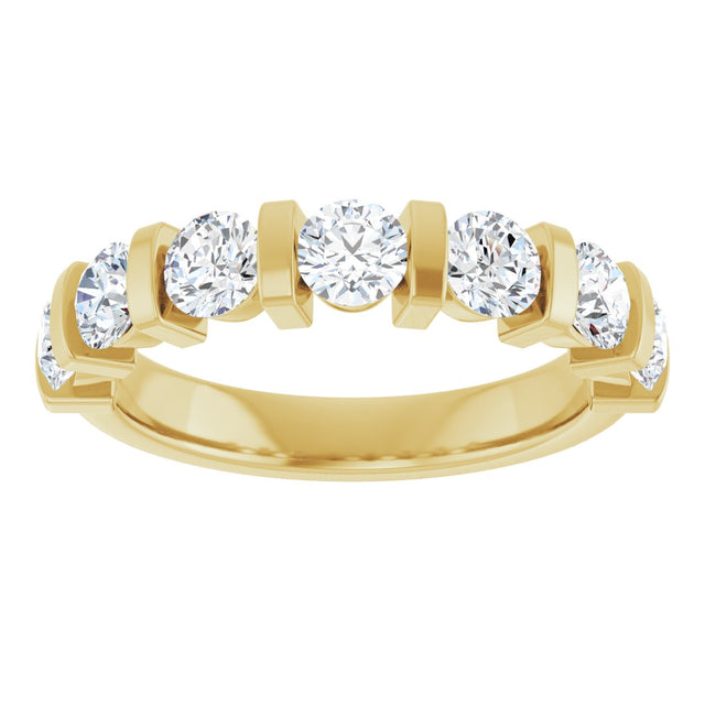 10K Gold Round Lab-Grown Diamond Bar Channel-Set Anniversary Band – 9/10–1 1/3 CTW - Yellow Gold - view 3