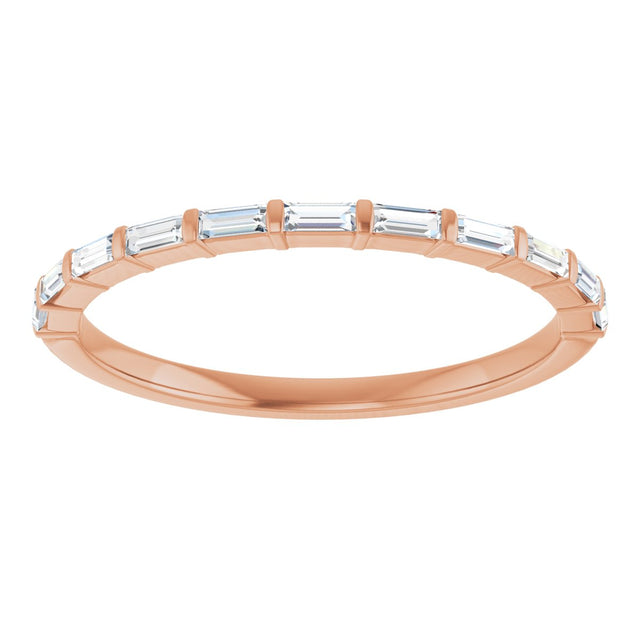 10K Gold Straight Baguette Lab-Grown Diamond Bar Channel-Set Anniversary Band – 1/5–1/2 CTW - Rose Gold - view 3