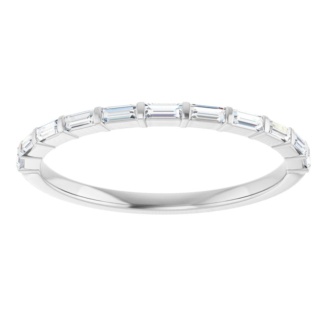 10K Gold Straight Baguette Natural Diamond Bar Channel-Set Anniversary Band – 1/5–5/8 CTW - White Gold - view 3