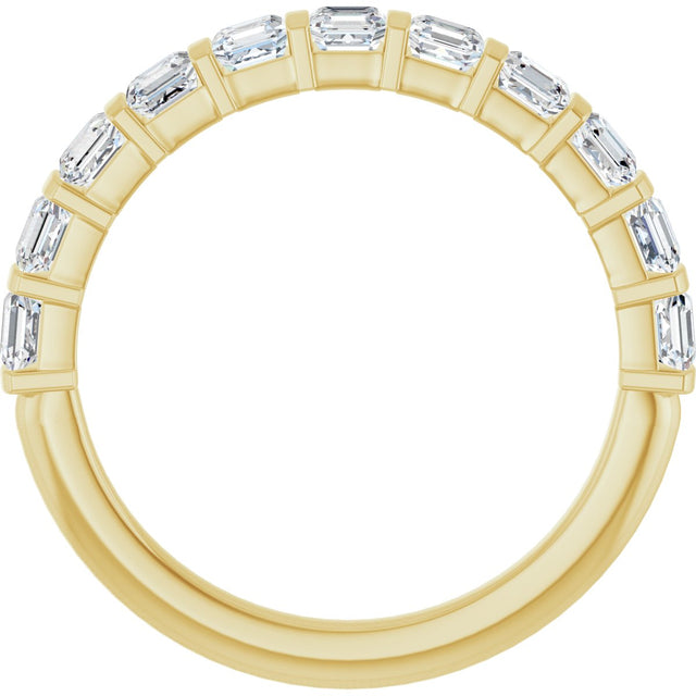 14K Gold Asscher Natural Diamond Bar Channel-Set Anniversary Band – 5/8–1 3/8 CTW - Yellow Gold - view 2