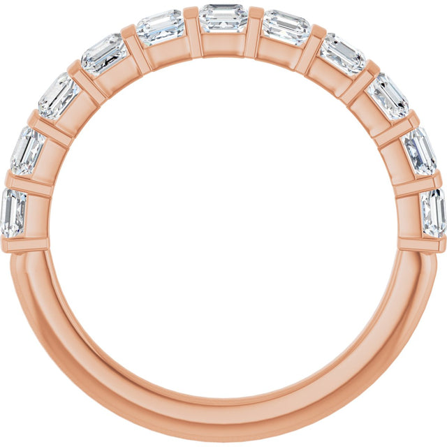 14K Gold Asscher Lab-Grown Diamond Bar Channel-Set Anniversary Band – 5/8–1 1/3 CTW - Rose Gold - view 2