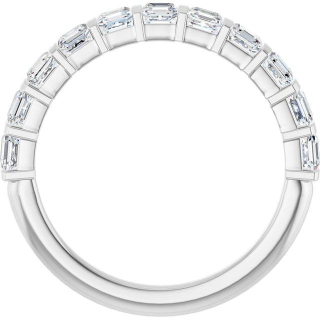 Platinum Asscher Lab-Grown Diamond Bar Channel-Set Anniversary Band – 5/8–1 1/3 CTW - view 2