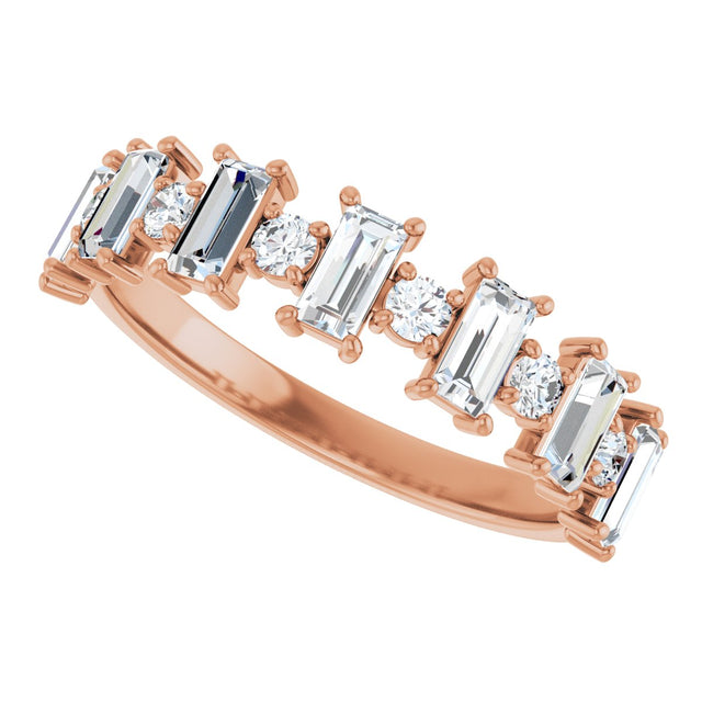 14K Gold Straight Baguette Natural Diamond Anniversary Band – 3/8–7/8 CTW - Rose Gold - view 5