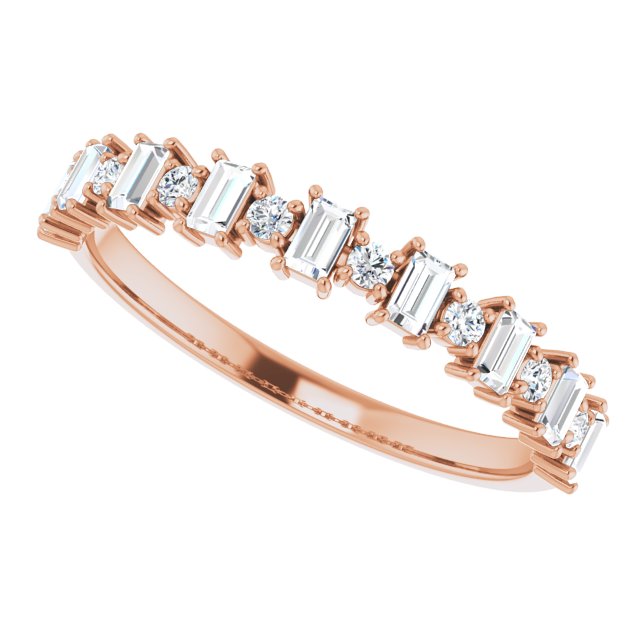14K Gold Straight Baguette Natural Diamond Anniversary Band – 3/8–7/8 CTW - Rose Gold - view 5