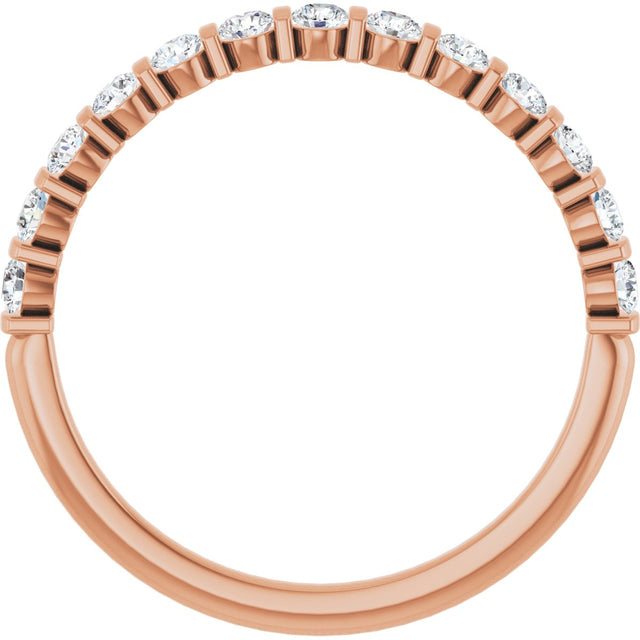 10K Gold Round Natural Diamond Bar Channel-Set Anniversary Band – 1/5–5/8 CTW - Rose Gold - view 2
