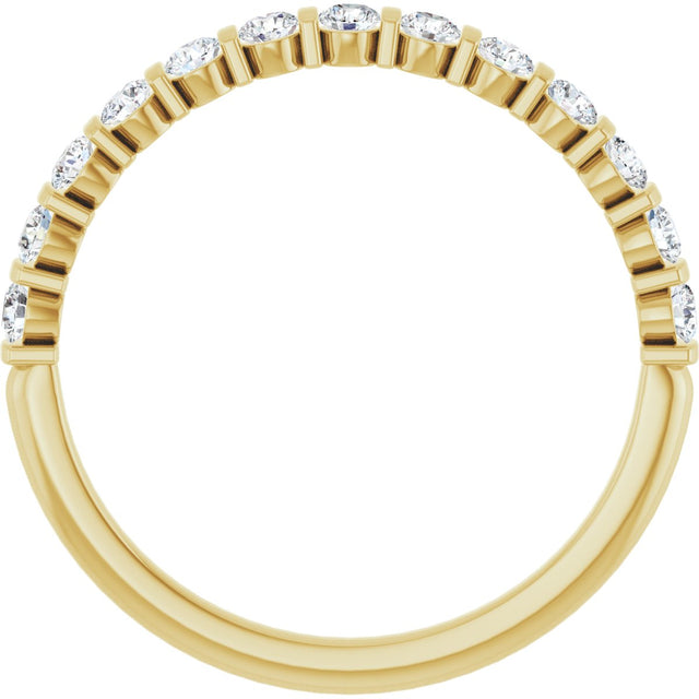 10K Gold Round Natural Diamond Bar Channel-Set Anniversary Band – 1/5–5/8 CTW - Yellow Gold - view 2