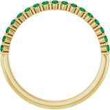 14K Gold Round Lab-Grown Green Emerald Bar Channel-Set Anniversary Band - Yellow Gold - view 2