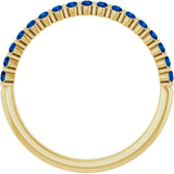 14K Gold Round Natural Blue Sapphire Bar Channel-Set Anniversary Band - Yellow Gold - view 2