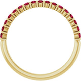 14K Gold Round Lab-Grown Red Ruby Bar Channel-Set Anniversary Band - Yellow Gold - view 2