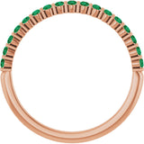 14K Gold Round Natural Green Emerald Bar Channel-Set Anniversary Band - Rose Gold - view 2