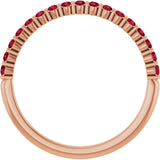 14K Gold Round Natural Red Ruby Bar Channel-Set Anniversary Band - Rose Gold - view 2