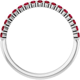 Platinum Round Natural Red Ruby Bar Channel-Set Anniversary Band - view 2