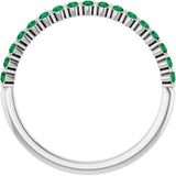 Platinum Round Natural Green Emerald Bar Channel-Set Anniversary Band - view 2