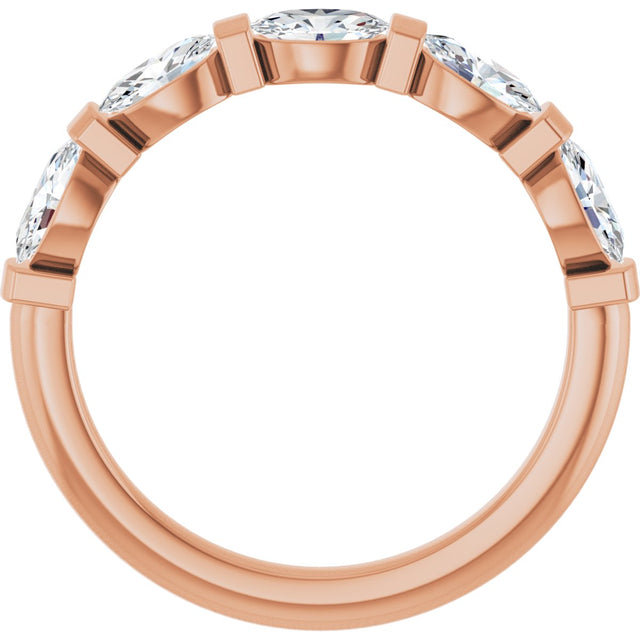10K Gold Oval Lab-Grown Diamond Bar Channel-Set Anniversary Band – 9/10–2 CTW - Rose Gold - view 2
