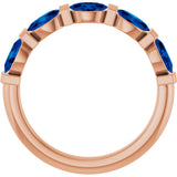 14K Gold Oval Lab-Grown Blue Sapphire Bar Channel-Set Anniversary Band - Rose Gold - view 2