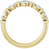 10K Gold Oval Natural Diamond Bar Channel-Set Anniversary Band – 1 1/3–1 7/8 CTW - Yellow Gold - view 2