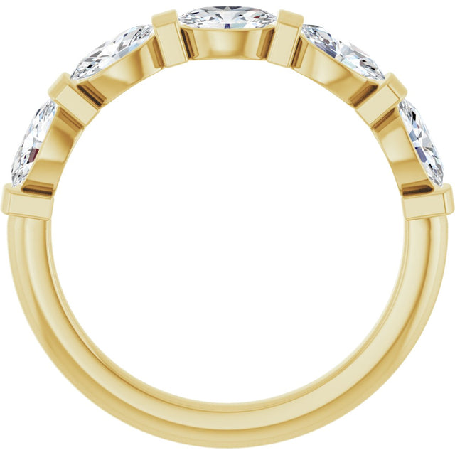 10K Gold Oval Lab-Grown Diamond Bar Channel-Set Anniversary Band – 9/10–2 CTW - Yellow Gold - view 2