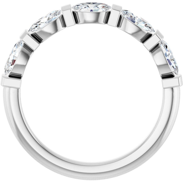 10K Gold Oval Natural Diamond Bar Channel-Set Anniversary Band – 1 1/3–1 7/8 CTW - White Gold - view 2