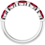 Platinum Oval Lab-Grown Red Ruby Bar Channel-Set Anniversary Band - view 2