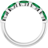 Platinum Oval Natural Green Emerald Bar Channel-Set Anniversary Band - view 2