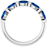 Platinum Oval Lab-Grown Blue Sapphire Bar Channel-Set Anniversary Band - view 2