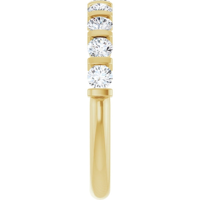 10K Gold Round Lab-Grown Diamond Bar Channel-Set Anniversary Band – 1/5–5/8 CTW - Yellow Gold - view 4