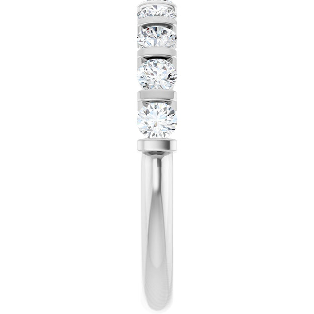 10K Gold Round Natural Diamond Bar Channel-Set Anniversary Band – 1/5–5/8 CTW - White Gold - view 4