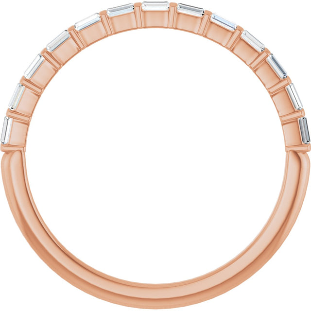 14K Gold Straight Baguette Lab-Grown Diamond Bar Channel-Set Anniversary Band – 2x1 mm Stones - Rose Gold - view 2