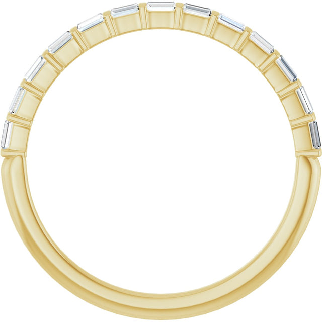 14K Gold Straight Baguette Lab-Grown Diamond Bar Channel-Set Anniversary Band – 2x1 mm Stones - Yellow Gold - view 2