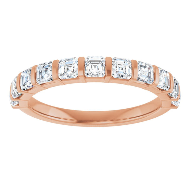 14K Gold Asscher Lab-Grown Diamond Bar Channel-Set Anniversary Band – 5/8–1 1/3 CTW - Rose Gold - view 3