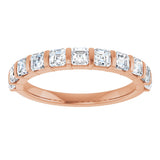 14K Gold Asscher Natural Diamond Bar Channel-Set Anniversary Band – 5/8–1 3/8 CTW - Rose Gold - view 3