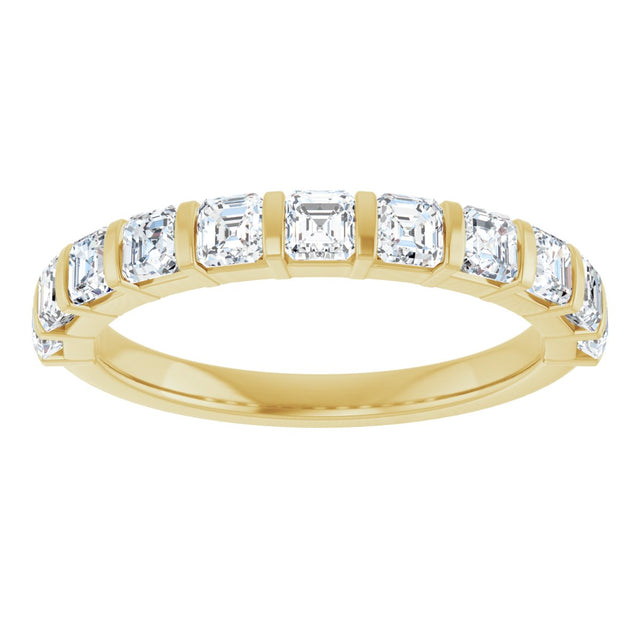 14K Gold Asscher Lab-Grown Diamond Bar Channel-Set Anniversary Band – 5/8–1 1/3 CTW - Yellow Gold - view 3