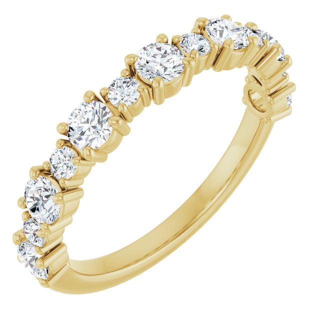 14K Gold Round Natural Diamond Anniversary Band – 3/8–3/4 CTW - Yellow Gold