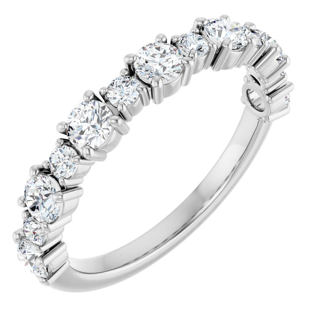 Platinum Round Natural Diamond Anniversary Band – 3/8–3/4 CTW