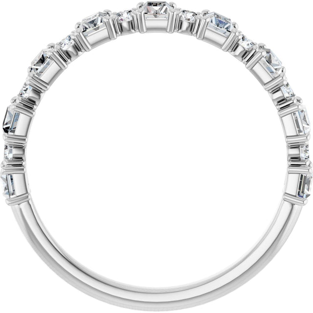 14K Gold Straight Baguette Natural Diamond Anniversary Band – 3/8–7/8 CTW - White Gold - view 2