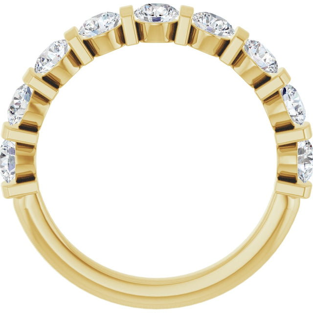 10K Gold Round Lab-Grown Diamond Bar Channel-Set Anniversary Band – 9/10–1 1/3 CTW - Yellow Gold - view 2