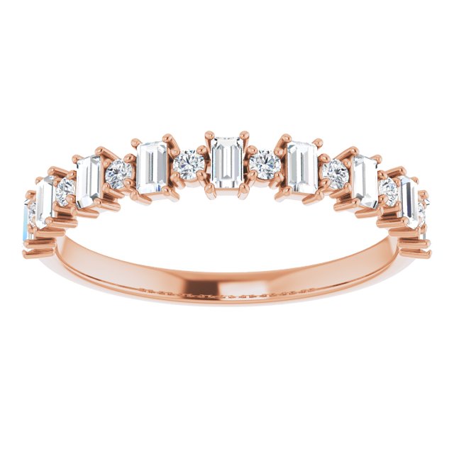 14K Gold Straight Baguette Natural Diamond Anniversary Band – 3/8–7/8 CTW - Rose Gold - view 3