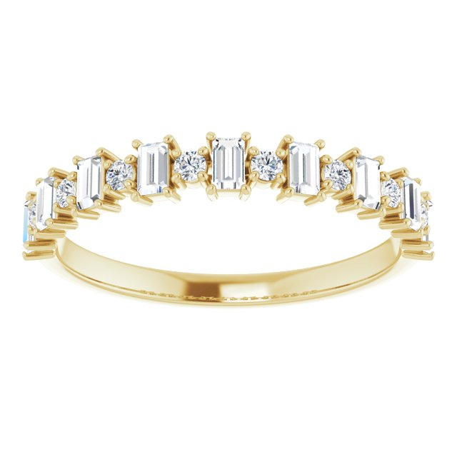 14K Gold Straight Baguette Natural Diamond Anniversary Band – 3/8–7/8 CTW - Yellow Gold - view 3