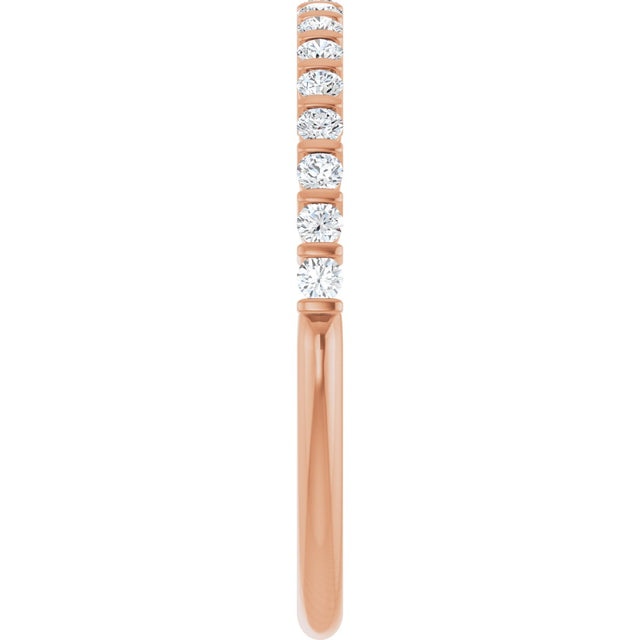 10K Gold Round Natural Diamond Bar Channel-Set Anniversary Band – 1/5–5/8 CTW - Rose Gold - view 4